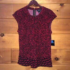Liz Claiborne Patterned Cap Sleeve Twist Neck Tee